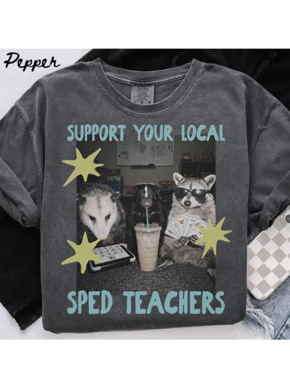 Comfort Colors Support Your Local SPED Teachers Graphic Tee - Pepper